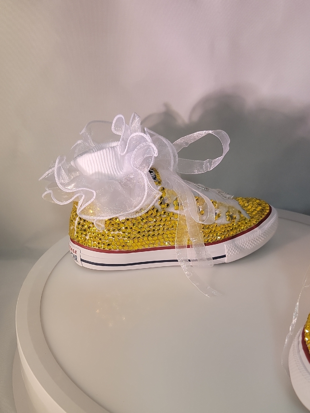 Converse Kids White and Yellow Embellished Shoes - Picture 3 of 6